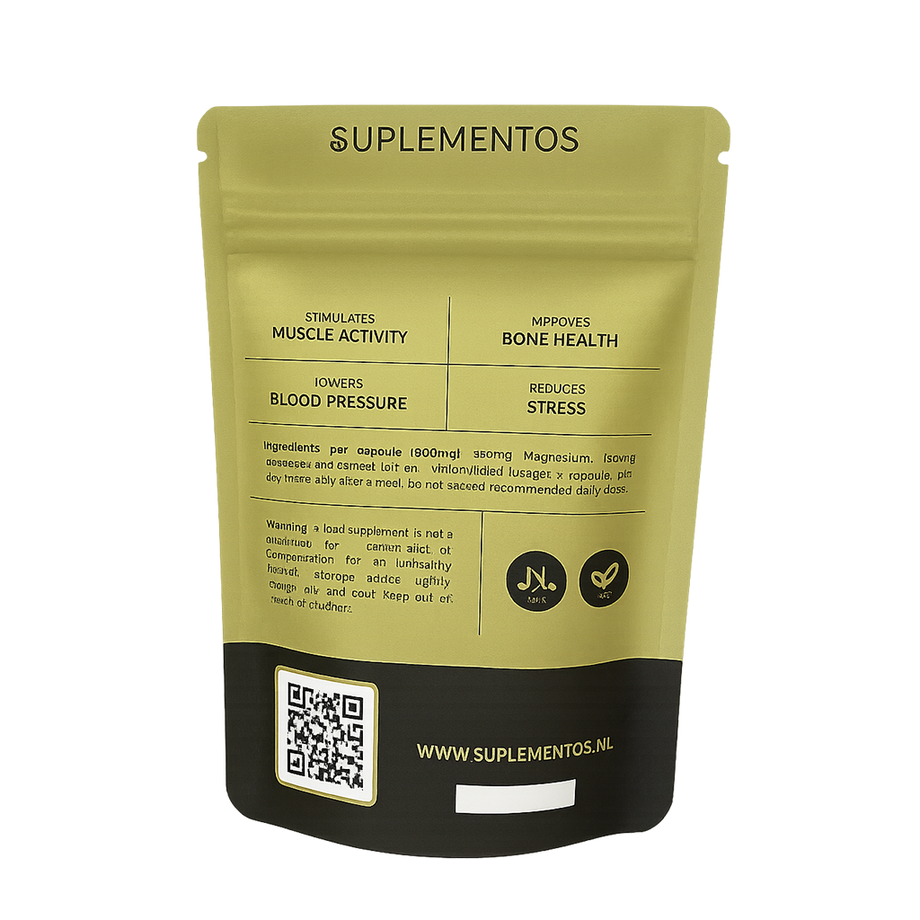 Straight away Magnesium Ashwagandha supplementen Capsules verpakking met informatie
