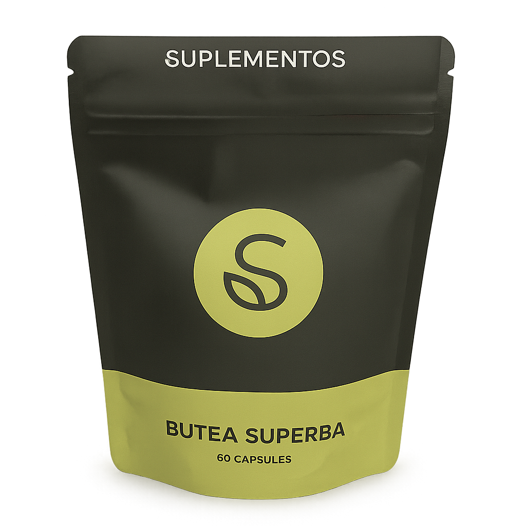 Front view of Butea Superba supplement packaging with clear product branding