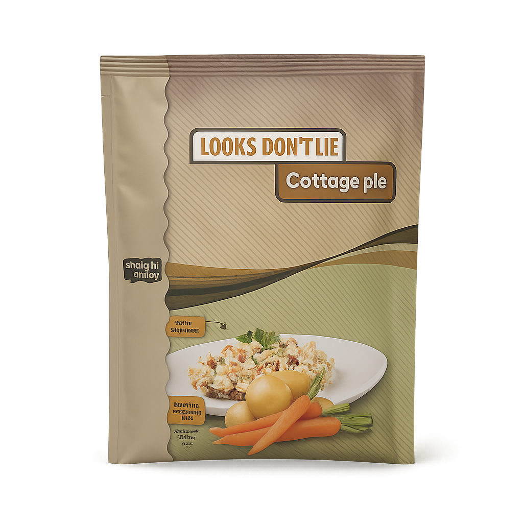 Voorkant verpakking Straight away Cottage Pie met afbeelding van het gerecht en productnaam.