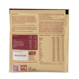 Achterkant verpakking Straight away goodmorning shake met voedingswaarden, ingrediënten en bereidingsinstructies.