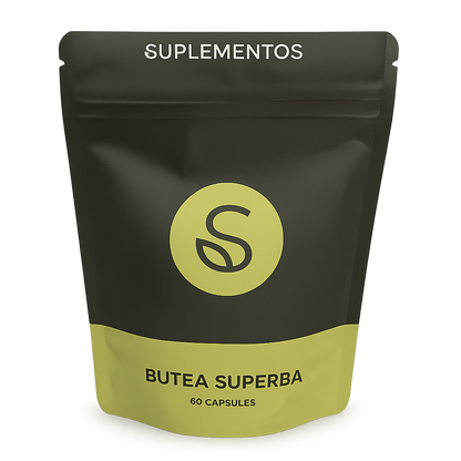 Front view of Butea Superba supplement packaging with clear product branding