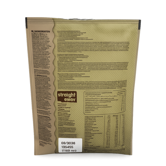 Achterkant verpakking Straight away Cottage Pie met voedingswaarden en ingrediëntenlijst.