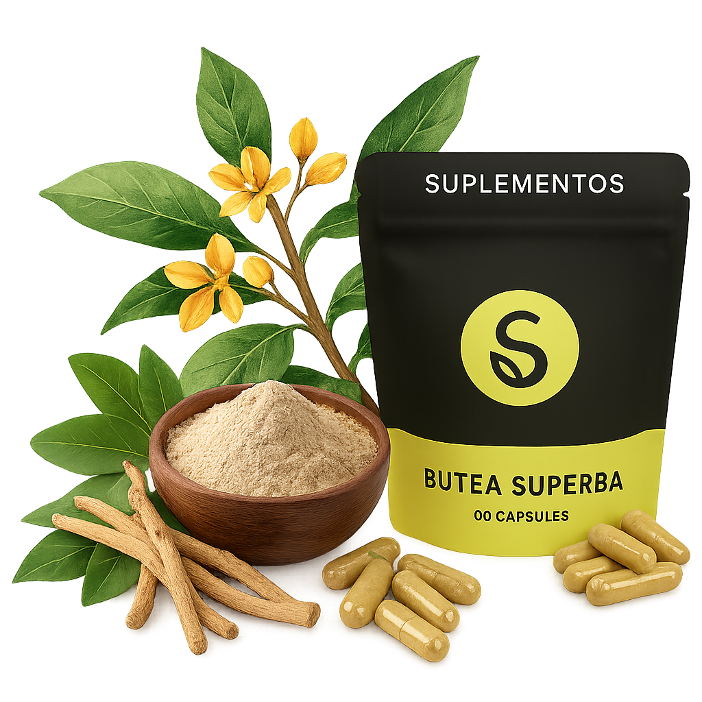 Straight away Butea Superba en Ashwagandha supplementen in capsules en poeder met botanische