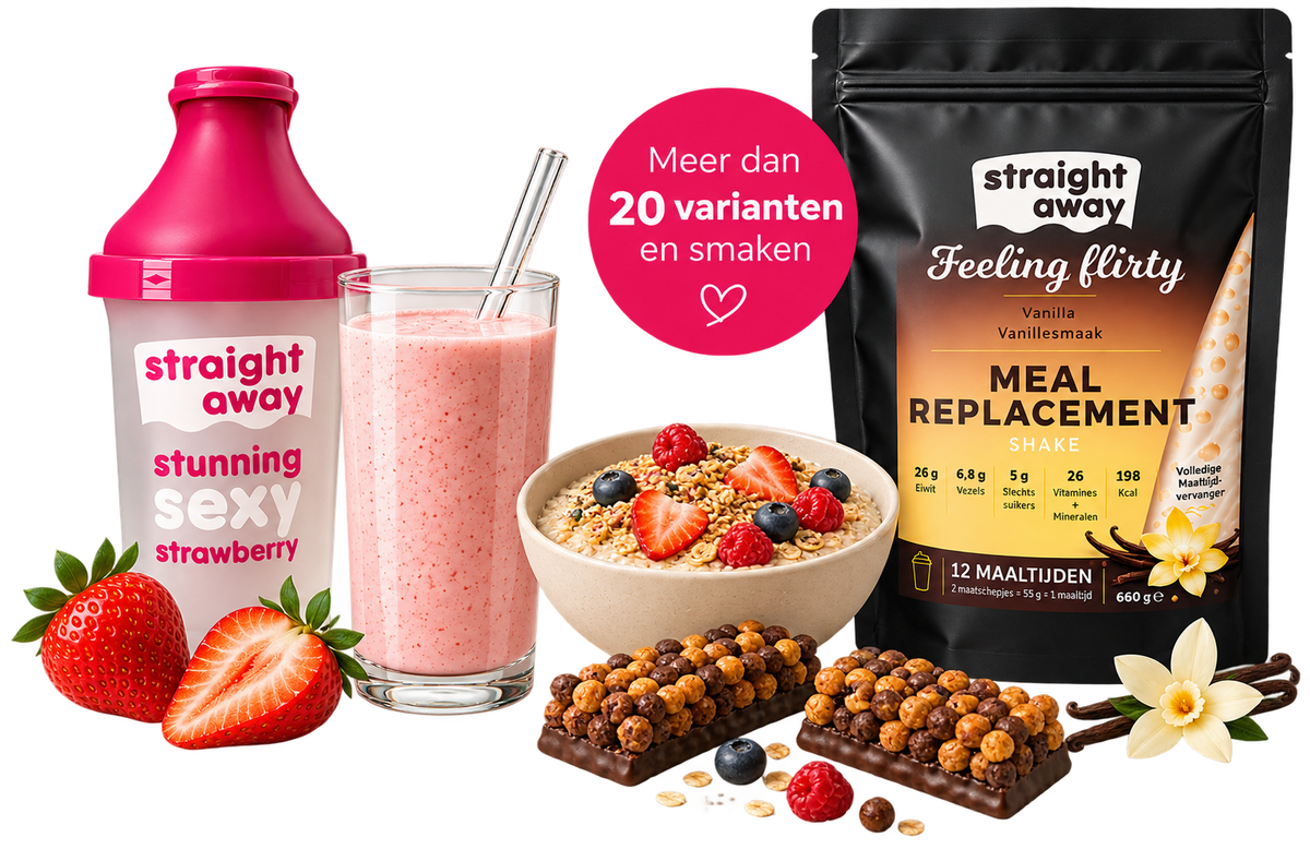 Straight away maaltijdvervangers: shakes, repen, havermout en warme maaltijden