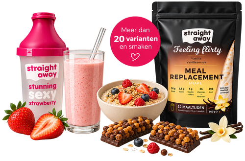 Straight away maaltijdvervangers met shake, vanille pouch, havermout en maaltijdrepen