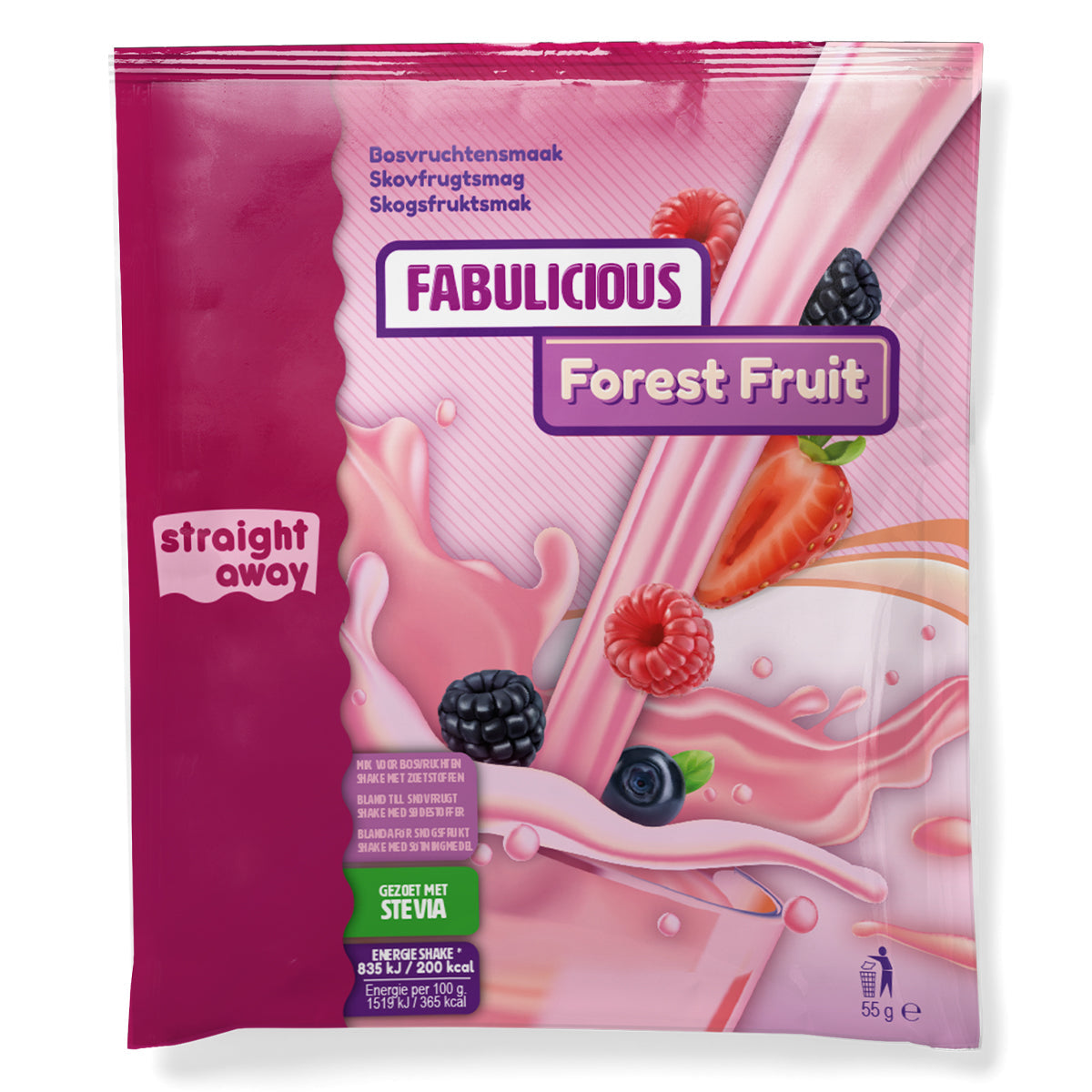 Straight away Maaltijdvervangende Dieet Shake Bosvruchtensmaak met gemengde bessen