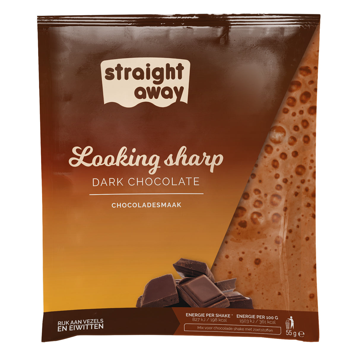 Straight away maaltijdvervangende dieetshake chocoladesmaak met cacaopoeder