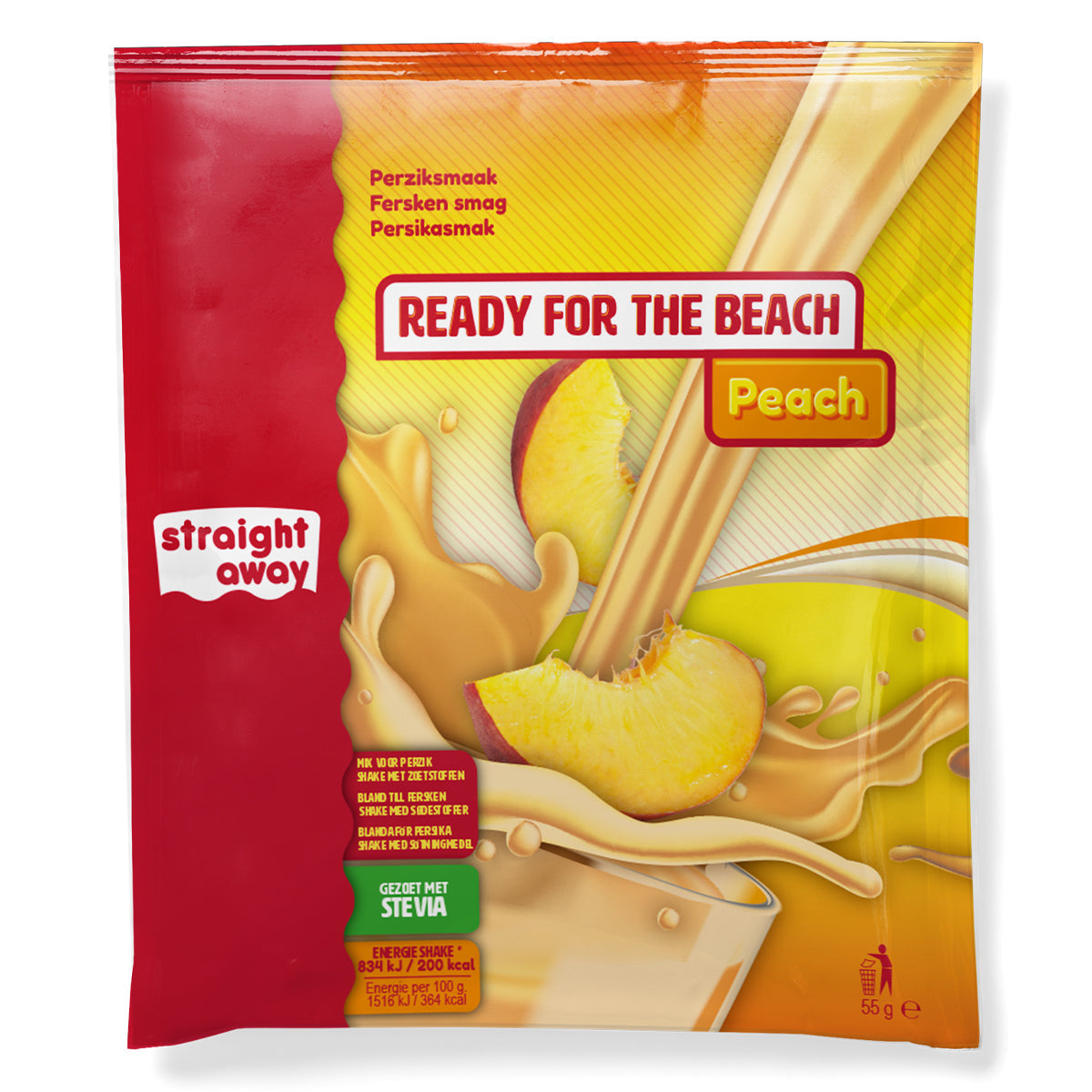 Straight away maaltijdvervangende dieet shake perzik smaak met rijpe perzik schijfjes